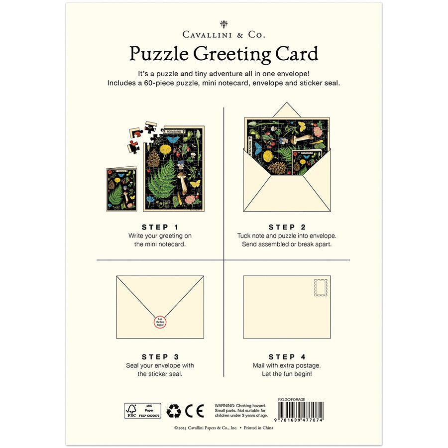 *Coming Soon Spring 2026* Cavallini & Co. Puzzle Greeting Card - Foraging