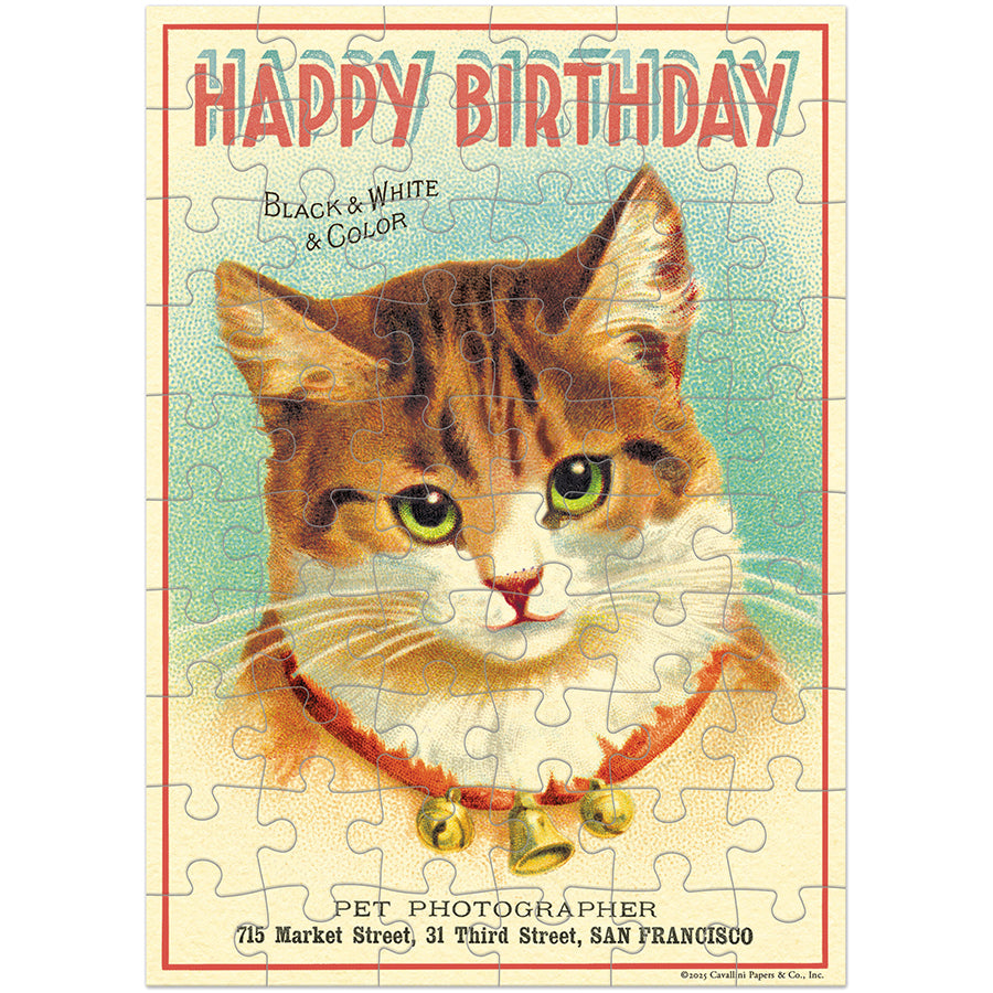 *Coming Soon Spring 2026* Cavallini & Co. Puzzle Greeting Card - Happy Birthday Cat
