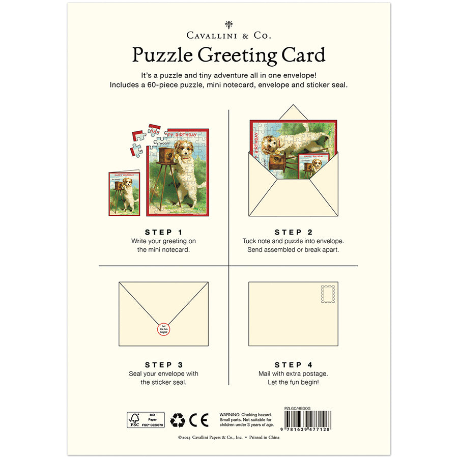 Cavallini & Co. Puzzle Greeting Card - Happy Birthday Dog