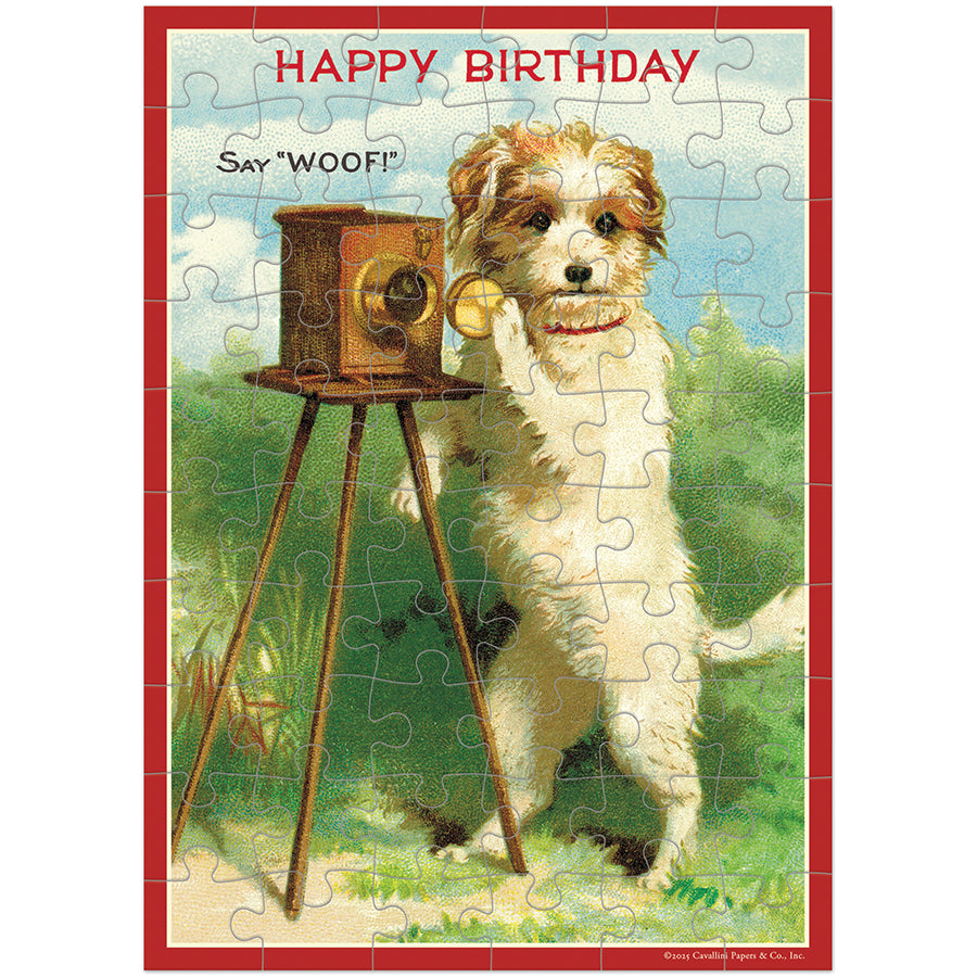 Cavallini & Co. Puzzle Greeting Card - Happy Birthday Dog