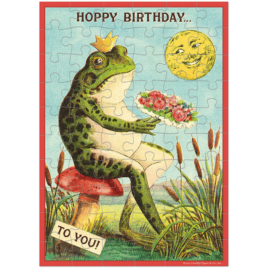 *Coming Soon Spring 2026* Cavallini & Co. Puzzle Greeting Card - Happy Birthday Frog