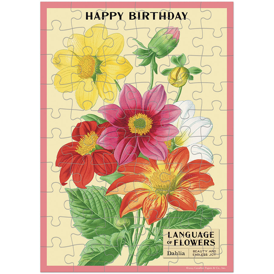 Cavallini & Co. Puzzle Greeting Card - Happy Birthday Language of Flowers