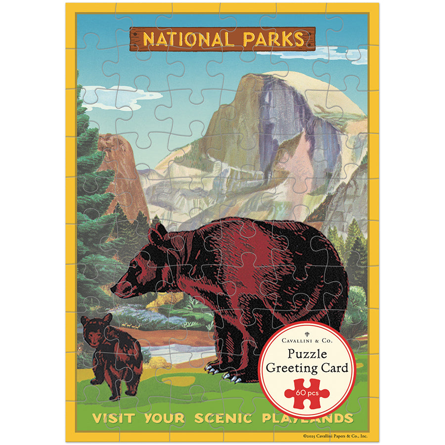 Cavallini Puzzle Greeting Card with National Parks Graphic