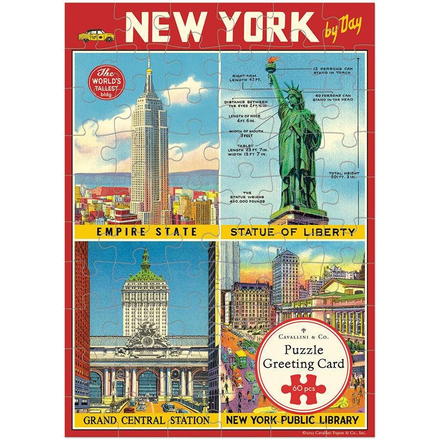 Cavallini Puzzle Greeting Card with New York City graphic