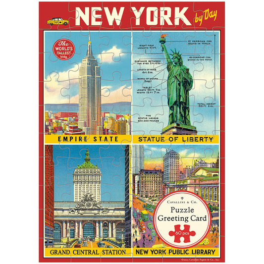 Cavallini Puzzle Greeting Card with New York City graphic