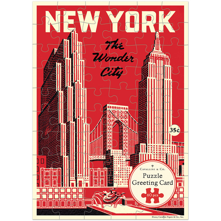 Cavallini Puzzle Greeting Card New York The City of Wonder
