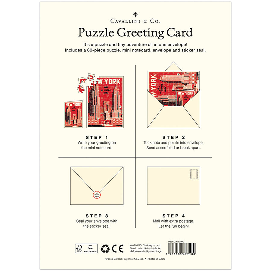 Cavallini & Co. Puzzle Greeting Card - New York City Wonder City
