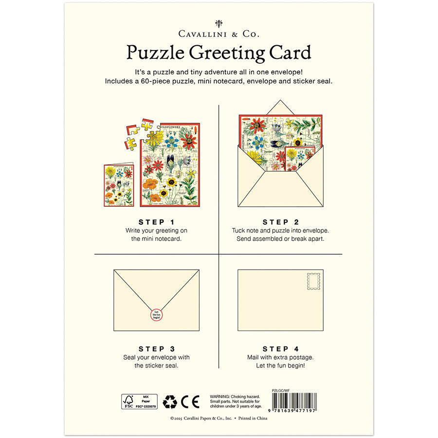 *Coming Soon Spring 2026* Cavallini & Co. Puzzle Greeting Card - Wildflowers