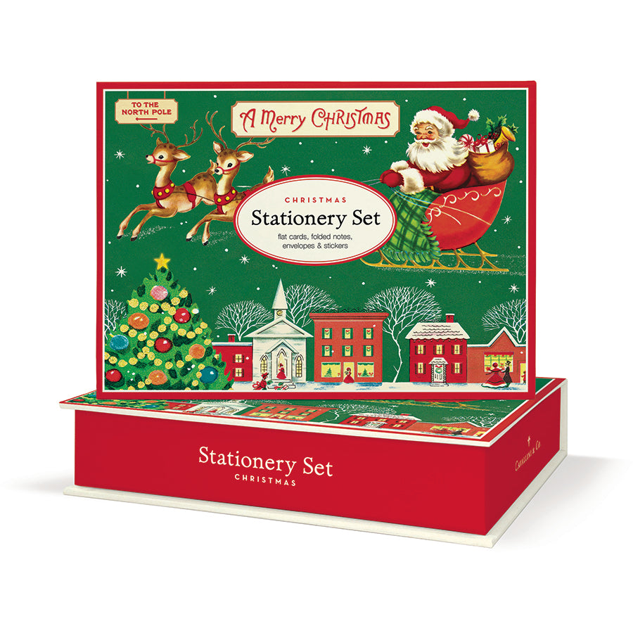Stationery Set with 8 Christmas Themed Flat cards and 8 Folded. Includes envelopes and decorative stickers. 