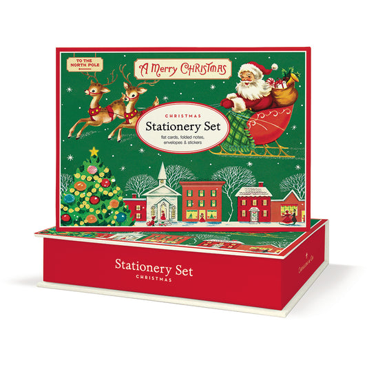 Stationery Set with 8 Christmas Themed Flat cards and 8 Folded. Includes envelopes and decorative stickers. 