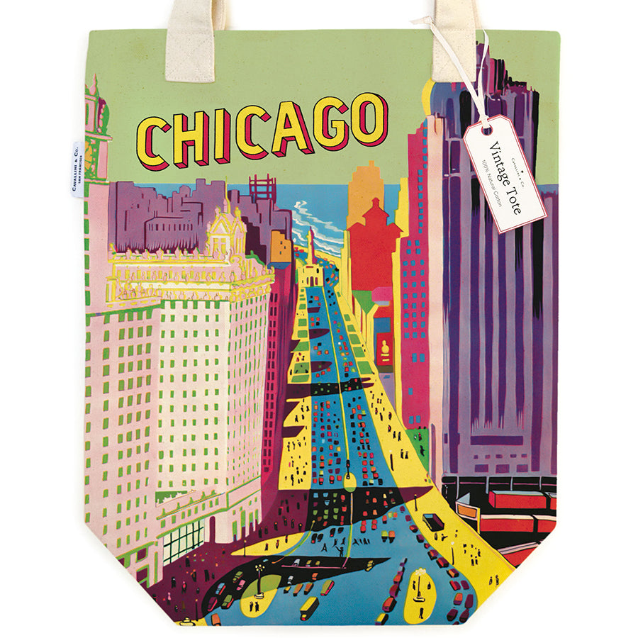 Cavallini Tote Bag with Chicago graphic