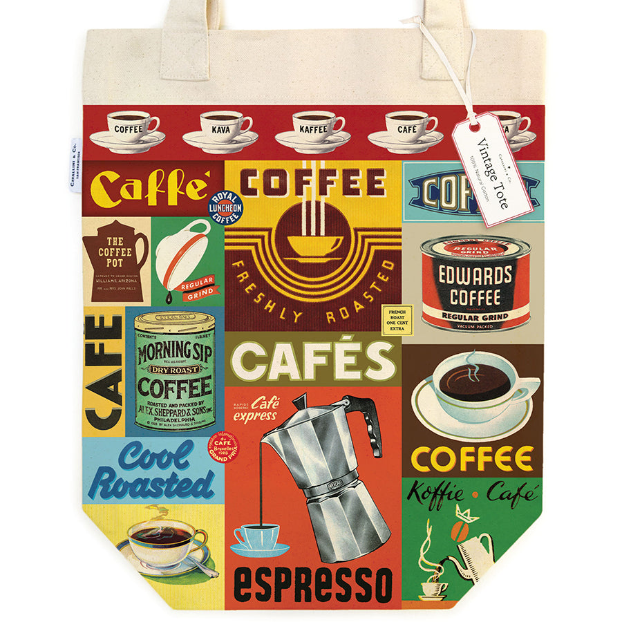 Cavallini Tote Bag with Coffee graphic