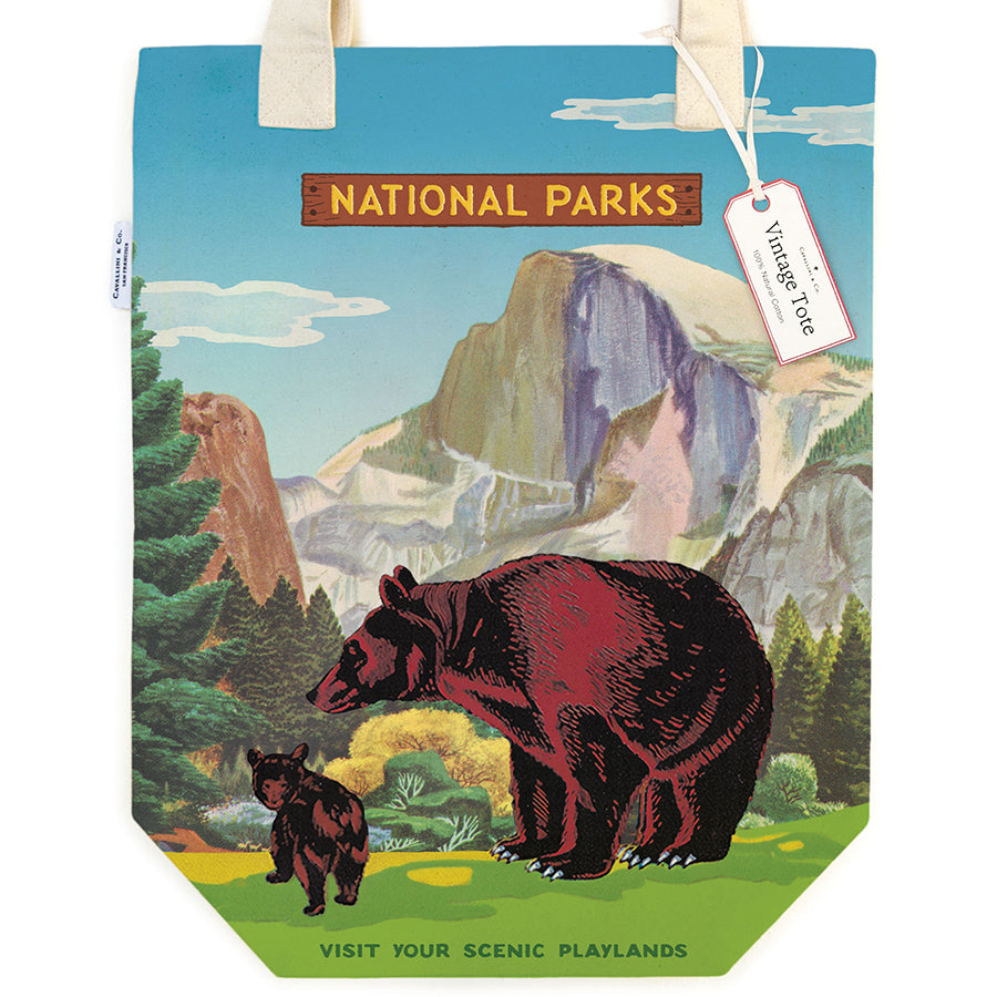 Cavallini Tote Bag with National Parks Bear graphic