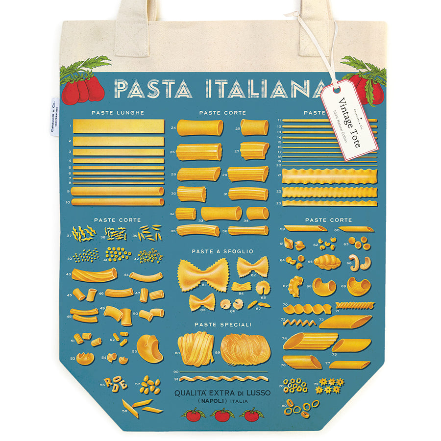 Cavallini Tote Bag with Pasta graphic