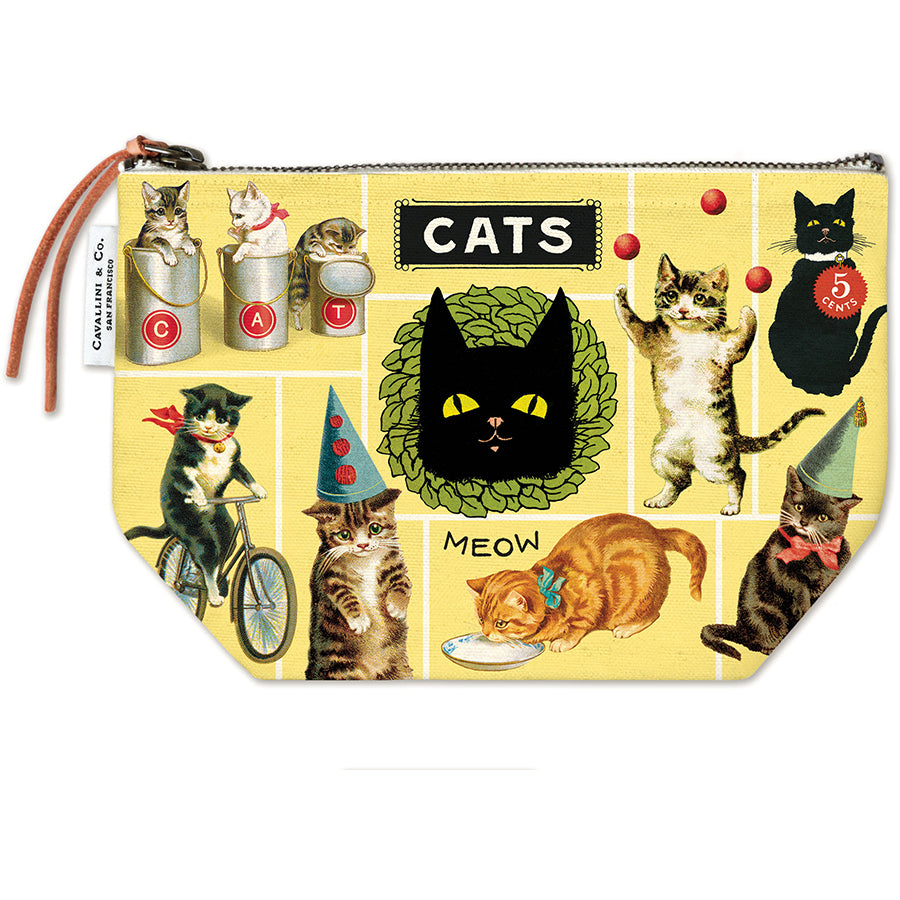 Cute little pouch with various images of cats. 