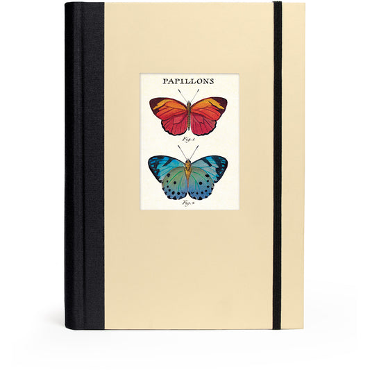 Notebook with butterfly illustration on a beige cover