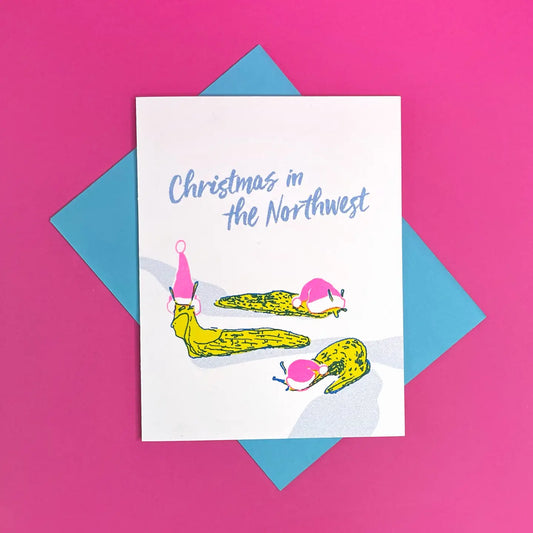Christmas Slug PNW Risograph Card