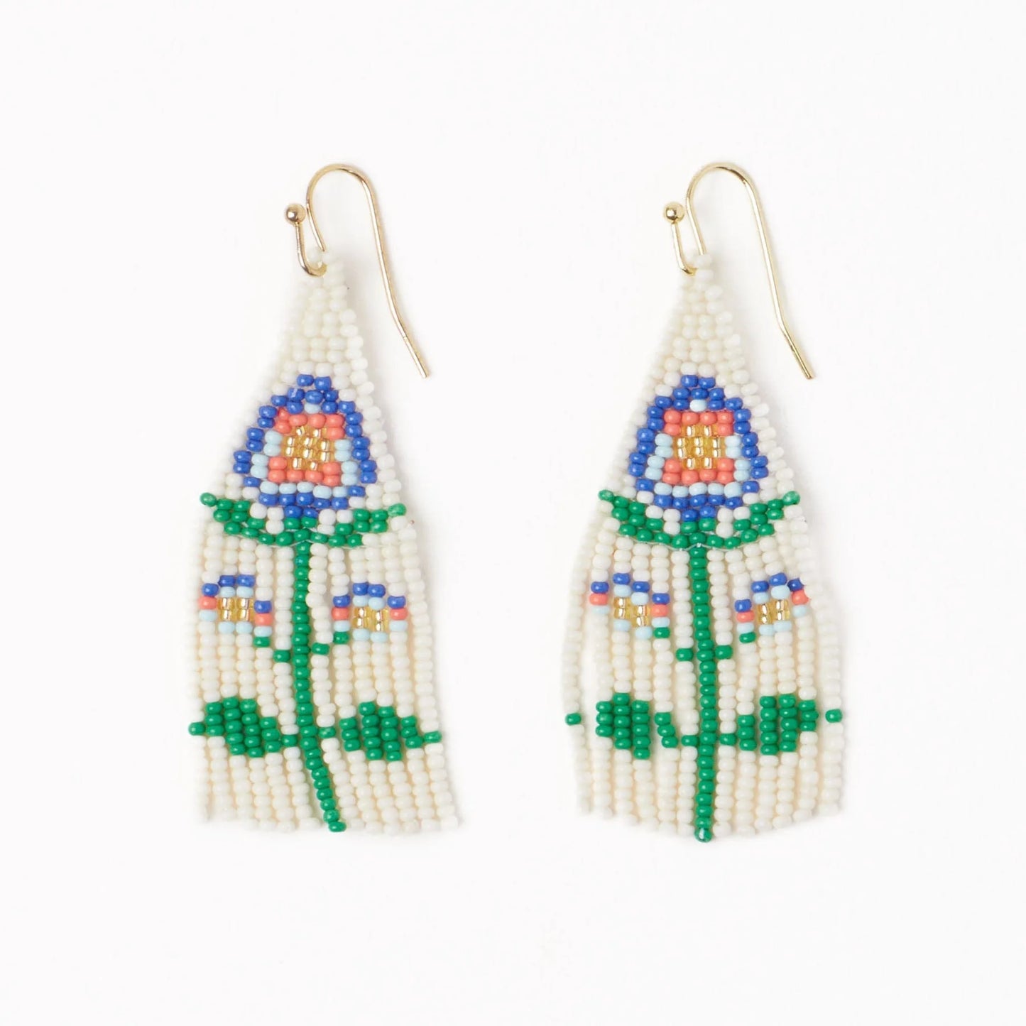 Claudia Vertical Stripe Beaded Fringe Earrings