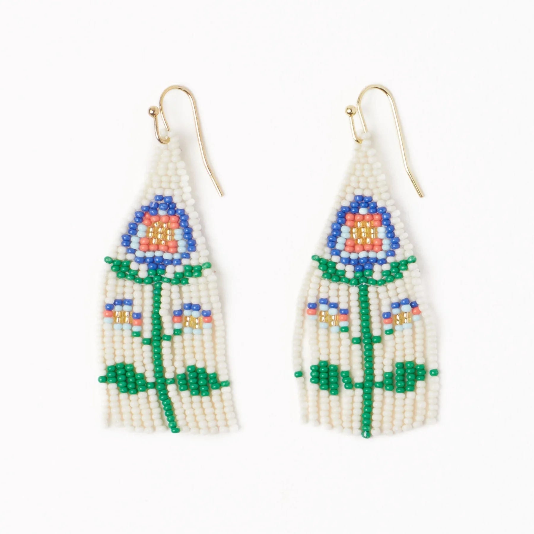 Claudia Vertical Stripe Beaded Fringe Earrings