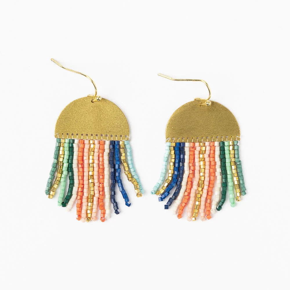 Claudia vertical stripe beaded fringe earrings