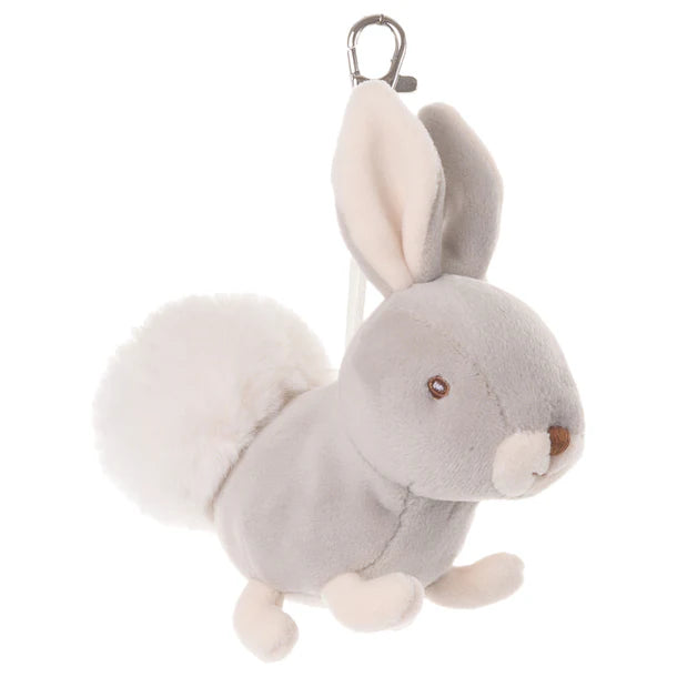 Plush Bunny Bag Charm with a keychain clip on a white background