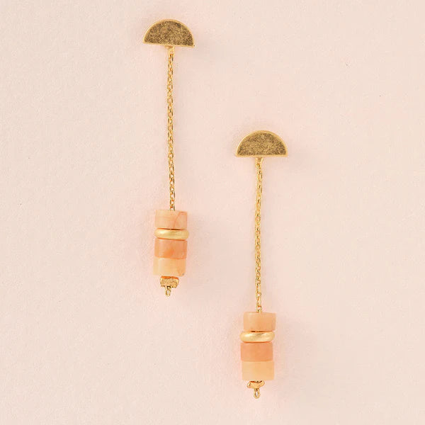 Stone Meteor Thread/Jacket Earrings - Sunstone