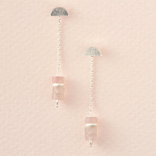 Load image into Gallery viewer, Stone Meteor Thread/Jacket Earrings - Rose Quartz
