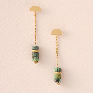 Stone Meteor Thread/Jacket Earrings - African Turquoise