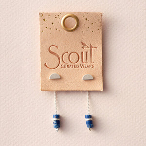Stone Meteor Thread/Jacket Earrings - Lapis