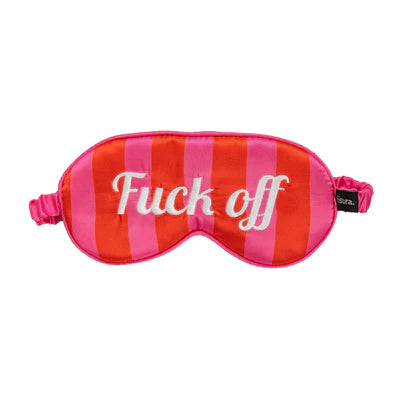 Eye Mask with Fuck Off text in Red and Pink Stripes