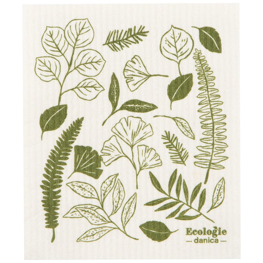 Multitasking Swedish compostable dishcloths with Fern & Frond graphic