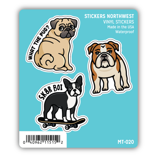 Flat-Face Dog Mini Trio Sticker Set