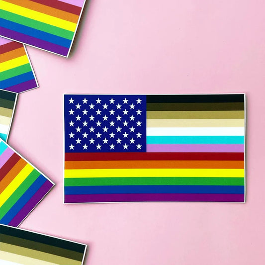 For All Rainbow USA Pride Flag Enamel Pin