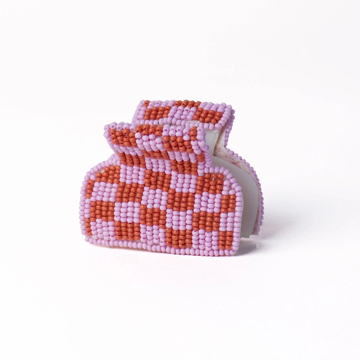 Gia Petite Multi-Color Checked Claw Lavender + Rust hair clip