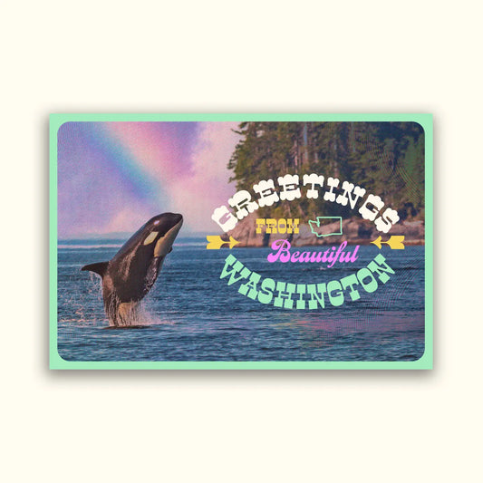 Greetings From WA Orca Postcard