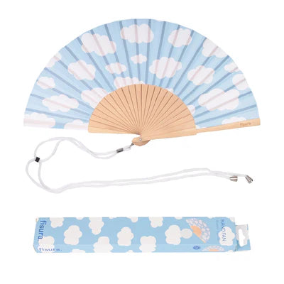 Hand Fan with Clouds pattern