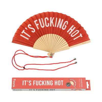 Hand Fan with It's Fucking Hot text