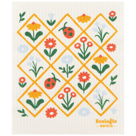 Multitasking Swedish compostable dishcloths with Flower Graphic