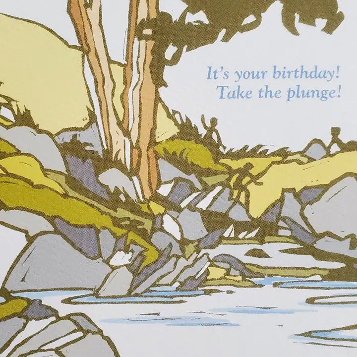 Happy Birthday, Take the Plunge Block Print Greeting Card