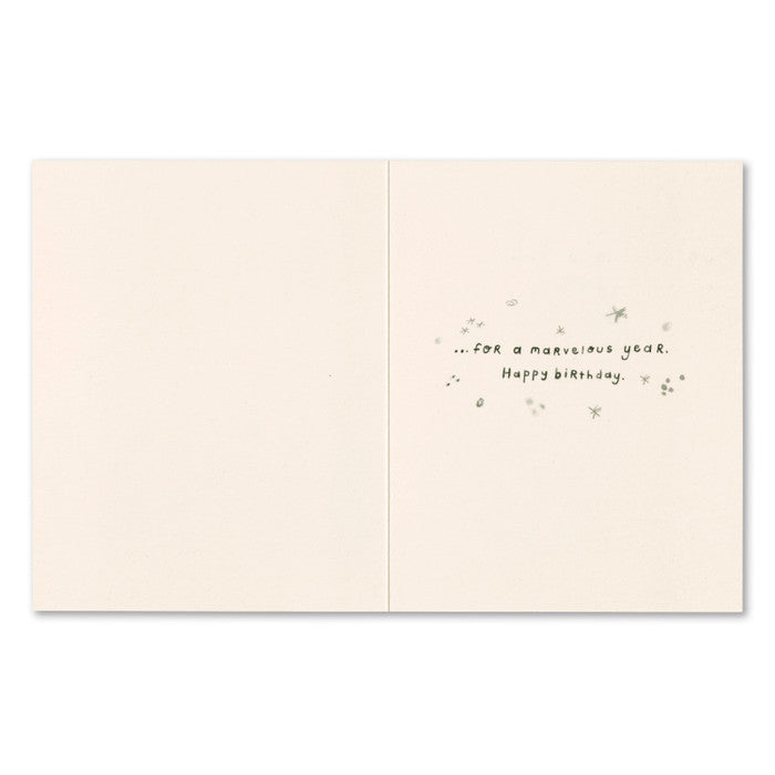 Inside - ... for a marvelous year. Happy birthday. (words are surrounded by stars)