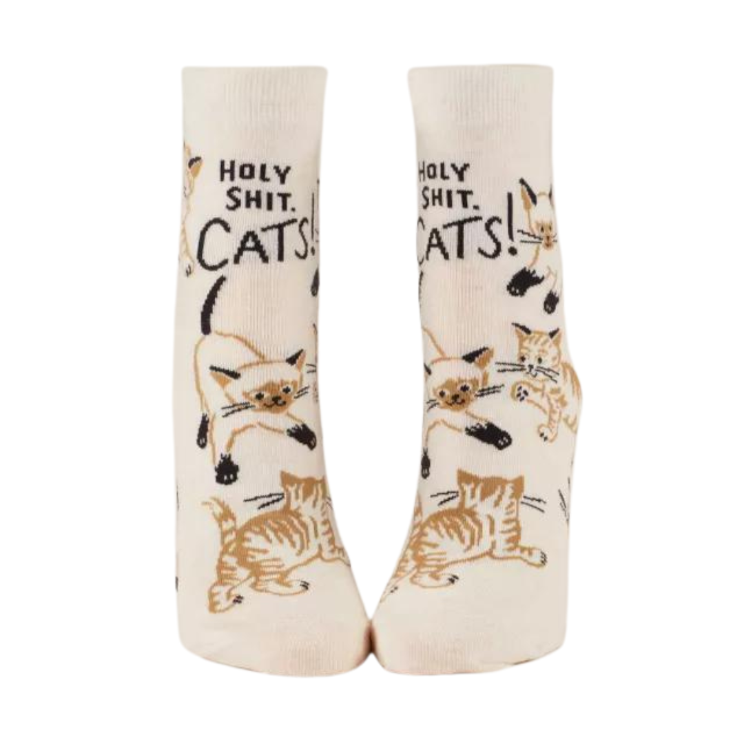 Women's Ankle Socks with Holy Shit Cats! text