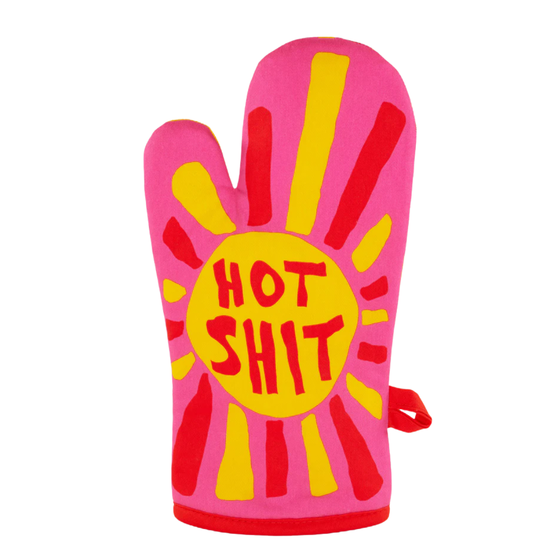 Oven mitt with Hot Shit text