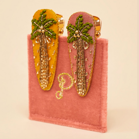 Palm Trees Jewelled Hair Clips