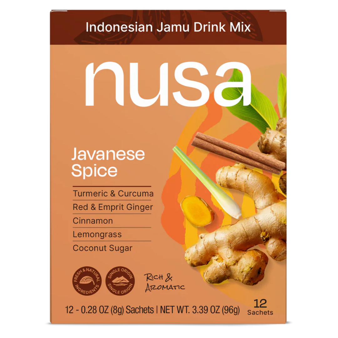 Nusa Indonesian Jamu Drink Mix Javanese Spice packaging on a white background