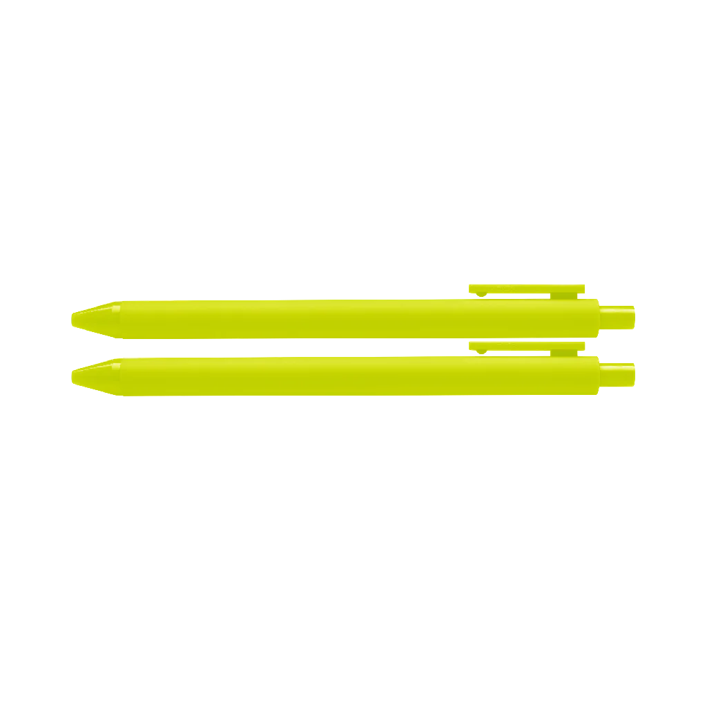 A pair of citron green ballpoint pens.