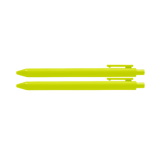 A pair of citron green ballpoint pens.