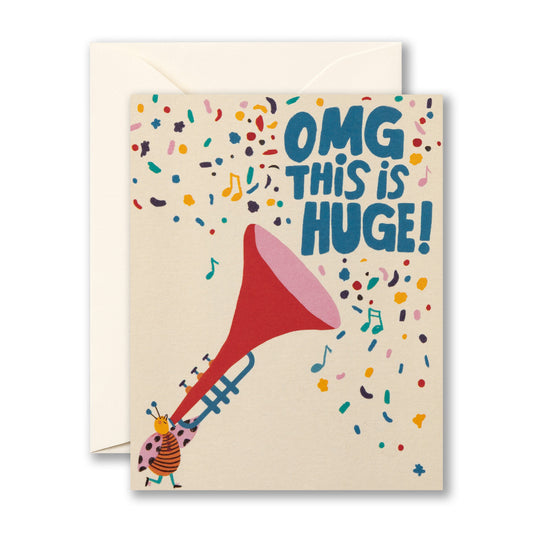Greeting card with OMG THIS IS HUGE text