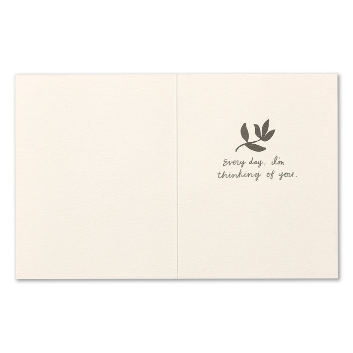 Inside: Every day I'm thinking of you and an illustration of an abstract flower