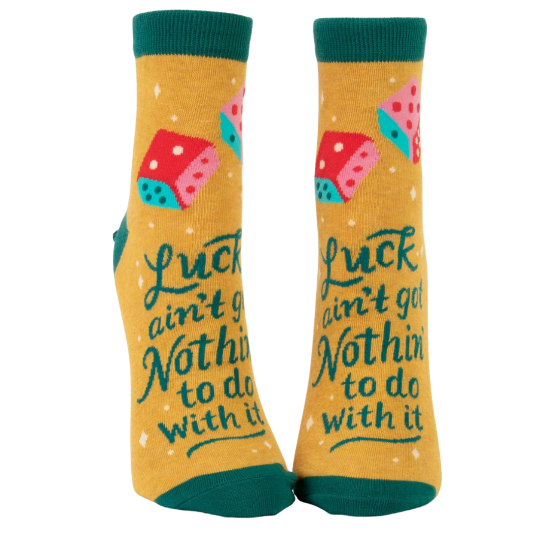 Women's Ankle Socks with Luck Ain't Got Nothin To Do With It text