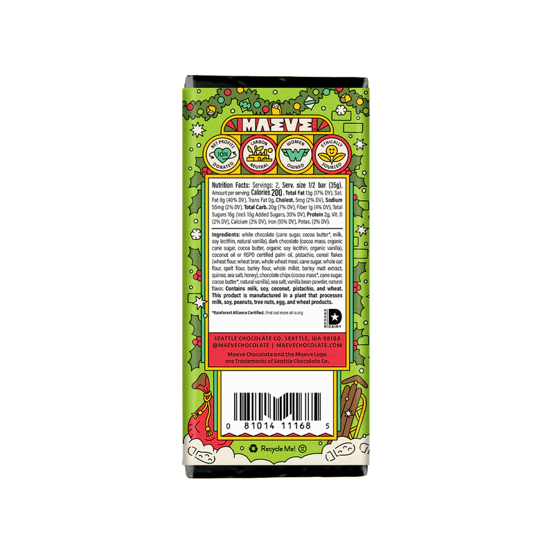 Back of chocolate bar showing nutritional information